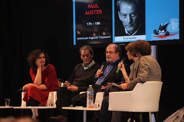 photo-congres.JPG - Paul Auster et Salman RushdieSalon du livre de Paris30/03/2010© Pierre-jean Grouille